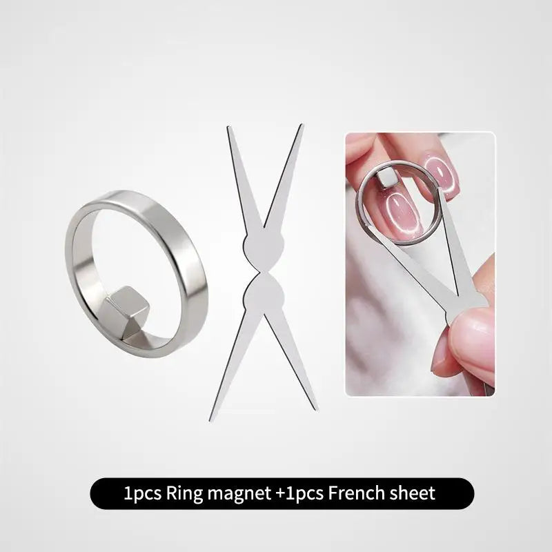 Oval Hollow Cat Eye Ring Magnet, Nail Art Tools Set, Magnetic Auxiliary Supplies for DIY Gel Nail Polish Oasis Select A2