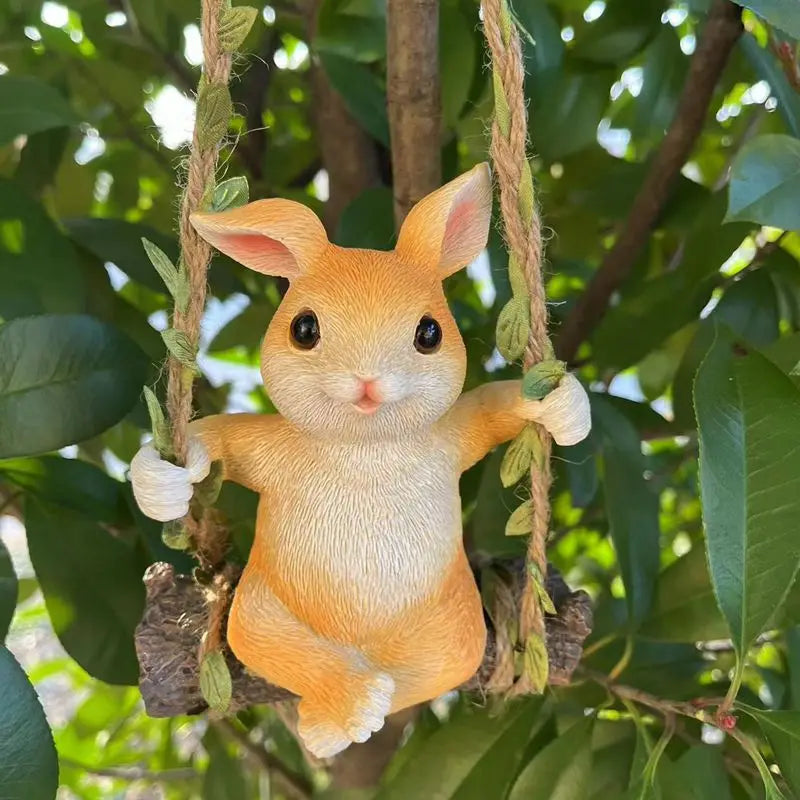 Cute Rabbit Swing, Courtyard Balcony, Flower Garden, Outdoor Homestay, Hanging Decorations, Tree Animals, Hanging Ornaments Oasis Select