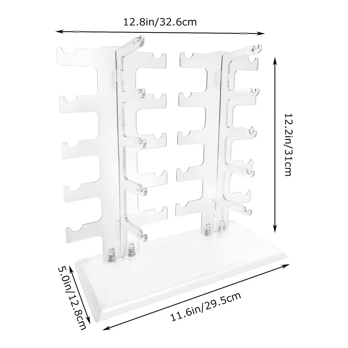 Transparent Acrylic Double 1pc Row Sunglasses Rack | Eyeglasses Display Stand & Storage Organizer Holder for Sunglasses Oasis Select double row