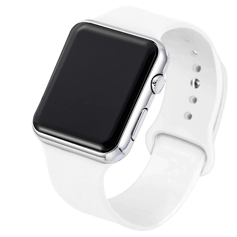 TINUORA Square LED Digital Watch – Unisex Casual Sports Wristwatch LED Digital Watch Oasis Select White Silver