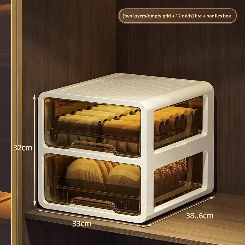 Underwear Storage Box Drawer Grid Socks Storage ******derwear Multifunctional Layered Storage Dust-proof Organizing Box Oasis Select Big 2-B