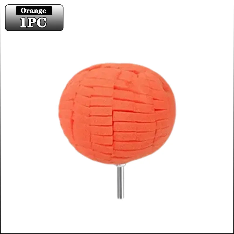 1-4PCS Car Hub Polishing Sponge Grinding Head Conical Sponge Wheel Buffer for Metal Plastic Automotive Wheel Detail Tool Oasis Select Round Orange-1PC