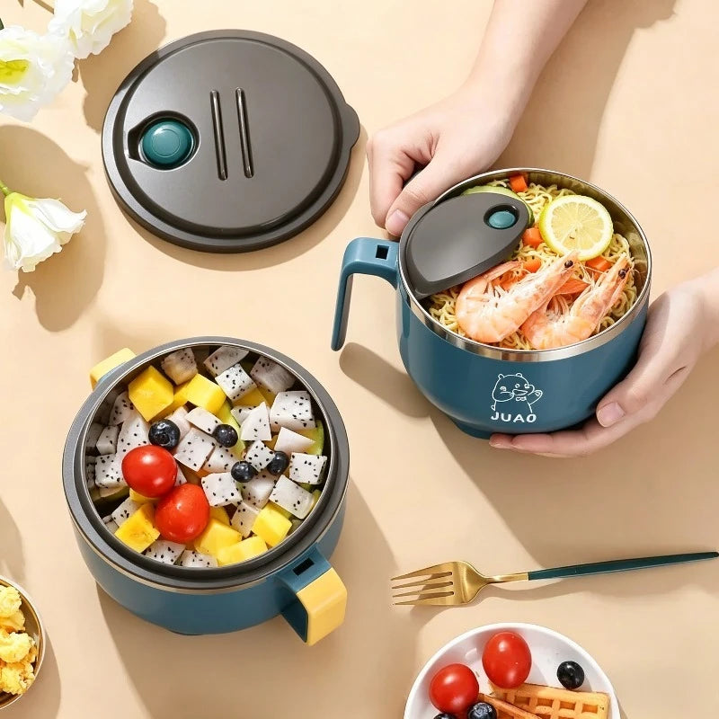 1pcs Ramen Bowl with Handle & Lid Cute Anti-Scald Instant Noodle Soup Bowl Kawaii Tableware for Student Dormitory Oasis Select