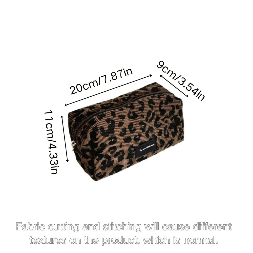 1PC Brown Leopard Print Cosmetic Bag Zipper Makeup Pouch Travel Toiletry Storage Bag Oasis Select leopard pattern