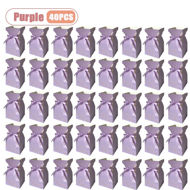 10-40PCS Valentine S Day Flower Box Gift Packaging Bouquet Wrap Floral Arrangement Supplies Handbag Basket with Handle Oasis Select Purple-40PCS 20x11x11CM