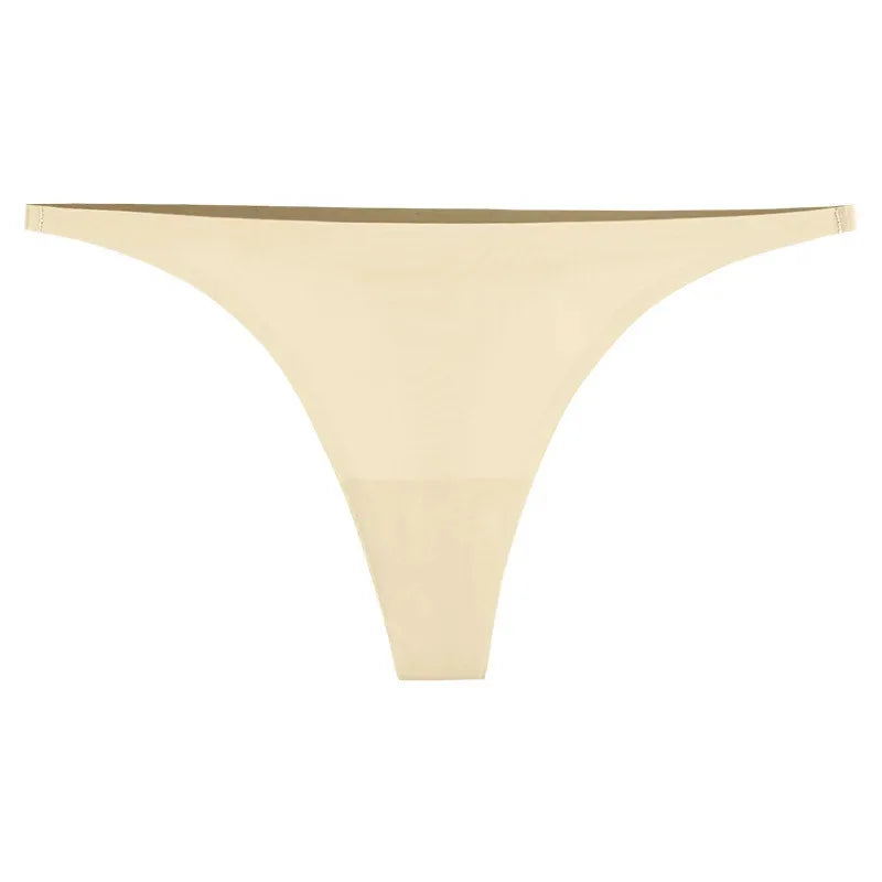 1-4Pcs Ice Silk Seamless Panties For Women Soft Thin Band Thongs Woman Satin Underwear Female Bikini Panties String Tangas Mujer Oasis Select