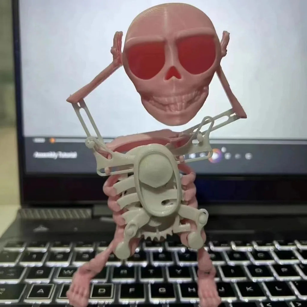 Funny Wind-up Dancing Skeleton Toy No Need Battery Kids Toddlers Desktop Mini 3D Print Shaking Skull Doll Spring Clockwork Toy Oasis Select
