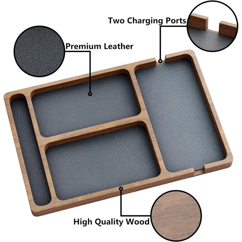 Wooden Office Desktop Storage Box Solid Wood Partition Storage Box Mobile Phone Headphone Debris Storage Box Wooden Storage Tray Oasis Select