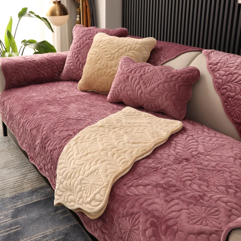 Nordic simple sofa cushion winter Dutch short plush cushion cushion cover non slip thickened sofa cover cover sofa Oasis Select