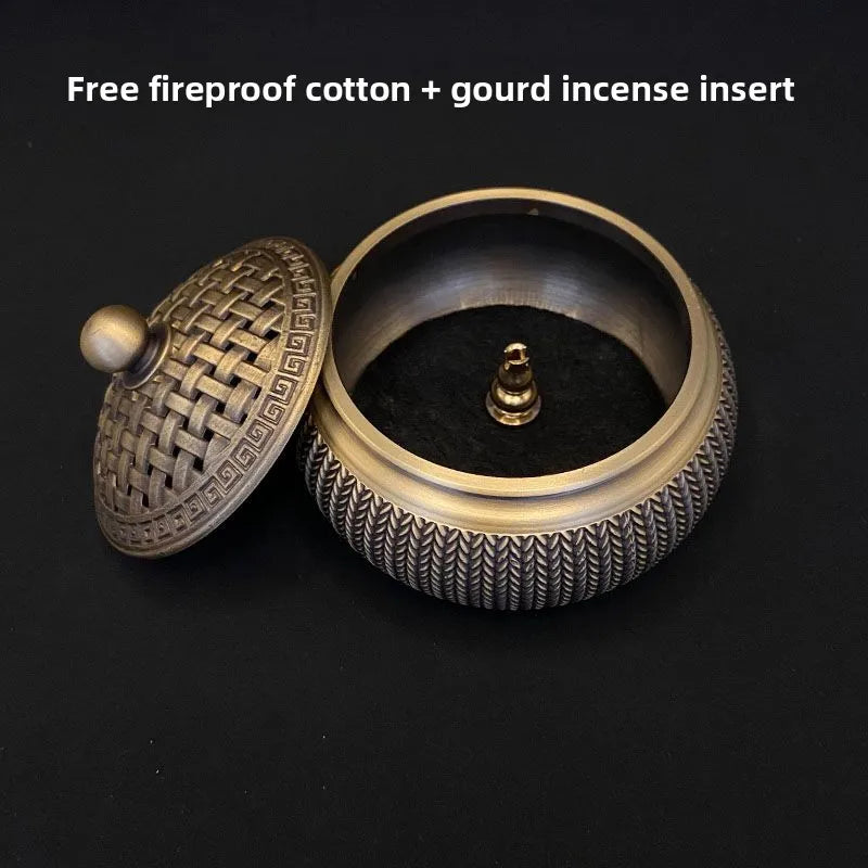 Brass Wheat Ear Stove Incense Burner Household Indoor Sandalwood Stove Decorative Metal Hollow Cover Stove Oasis Select