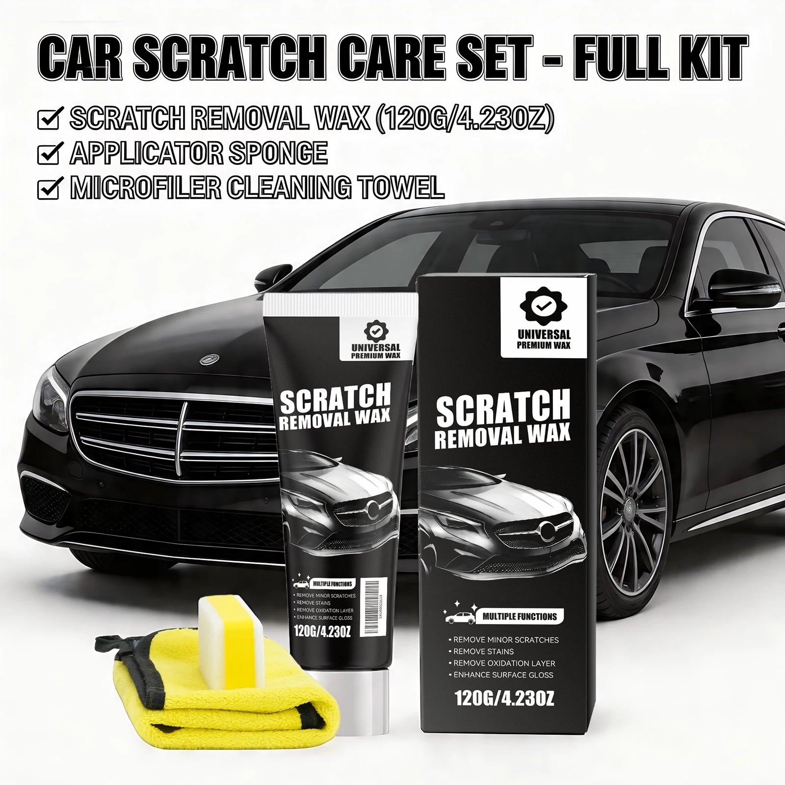 Car Scratch Removal Wax Set Remove Stain Car Scratch Repair Restores Car Paint Shine Automobile Surface Cleaning Care Tool Oasis Select