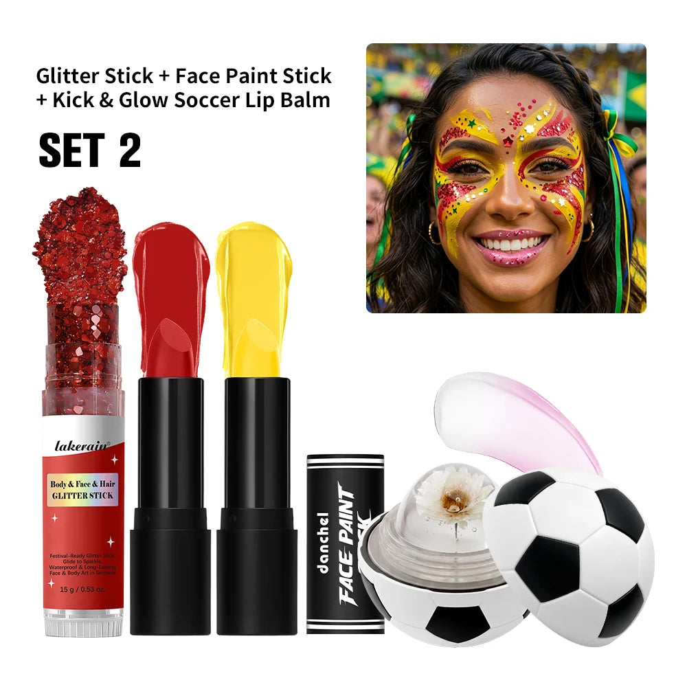 Face Paint Stick & Glitter Stick Set Lasting Moisturizing High Pigment Multifunctional for Sport Festival Party Cosplay Makeup Oasis Select SET 2