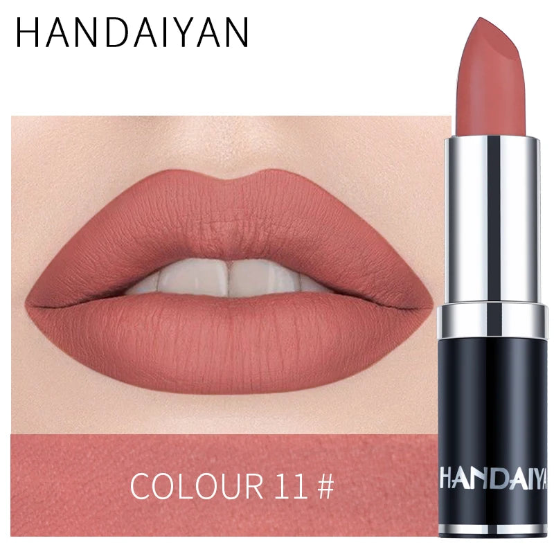 Handaiyan 12-Color Matte Velvet Lipstick – Long-Lasting Coverage