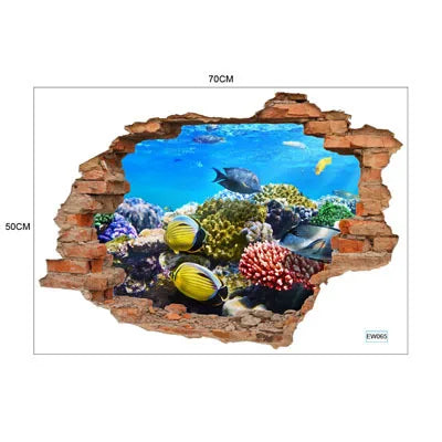 3D wall stickers simulation broken wall through wall false Windows living room children's room bedroom background space stickers Oasis Select 065 50cm x 70cm