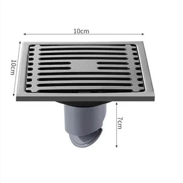 10CM Square Floor Drain Anti-odor, Stainless Steel Floor Drain with Removable Cover, Shower Floor Drain for Bathroom Laundry Oasis Select Gun Grey-Single