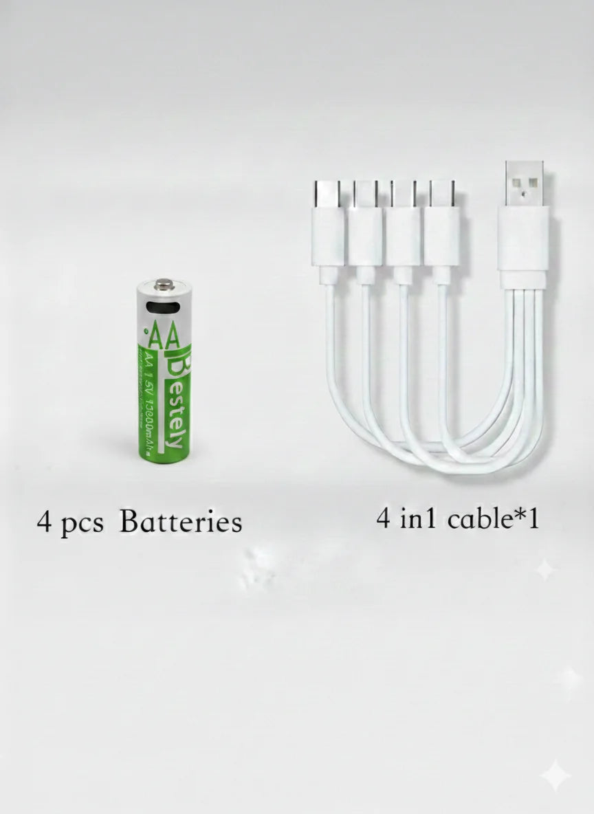 Hot selling AA 1.5V Constant Voltage, High Capacity ,Long Cycle USB-C Rechargeable BAT for Camera/Controller/Toys/Device Oasis Select 4 pcs Batteries