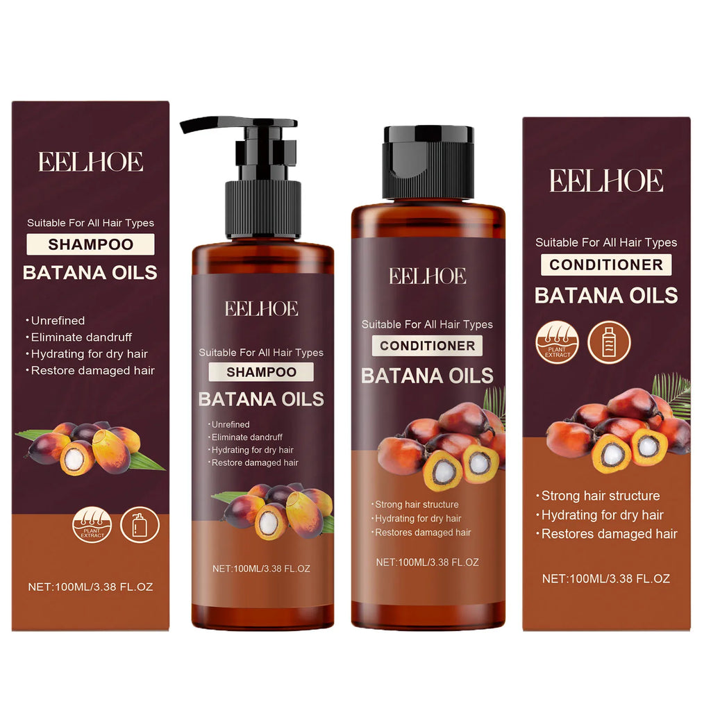 Batana Oil Shampoo Conditioner Cleaning Scalp Oil Control Anti Dandruff Smoothing Prevent Dryness Hair Care Set for Men Women Oasis Select 1 set boxed