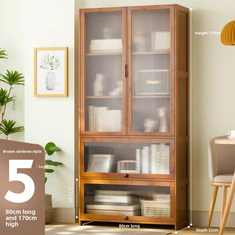 Bookshelf Shelf Floor-to-ceiling bookcase Reading shelf Children's home living room Multi-layer storage Simple storage cabinet Oasis Select Brown Changhong 5-80