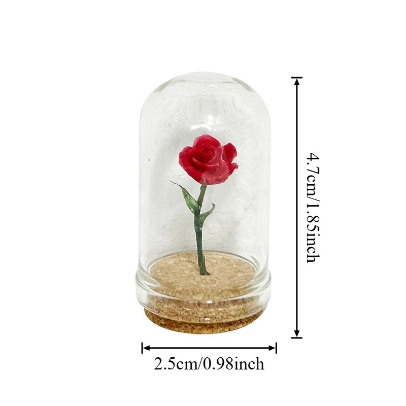 1/5 PCS Rose Under Glass Cloche – 1:12 Miniature for Dollhouse, Fairy Garden Paths & Micro Landscapes, Mini Simulation Models Oasis Select