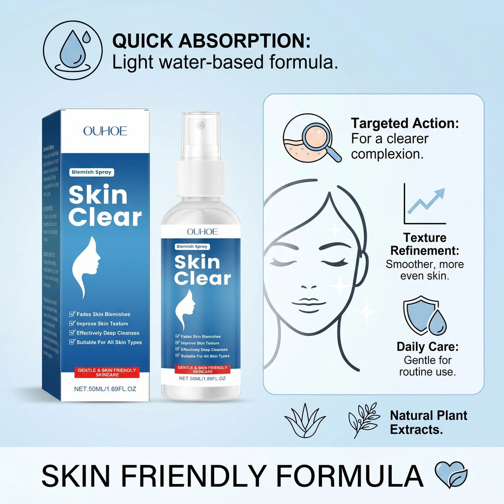 Blemish Spray Fade Acne Spots Improves Rough Skin Skin Clear Spray Gentle & Non-irritating Moisturizing Nourishing Skin Care Oasis Select
