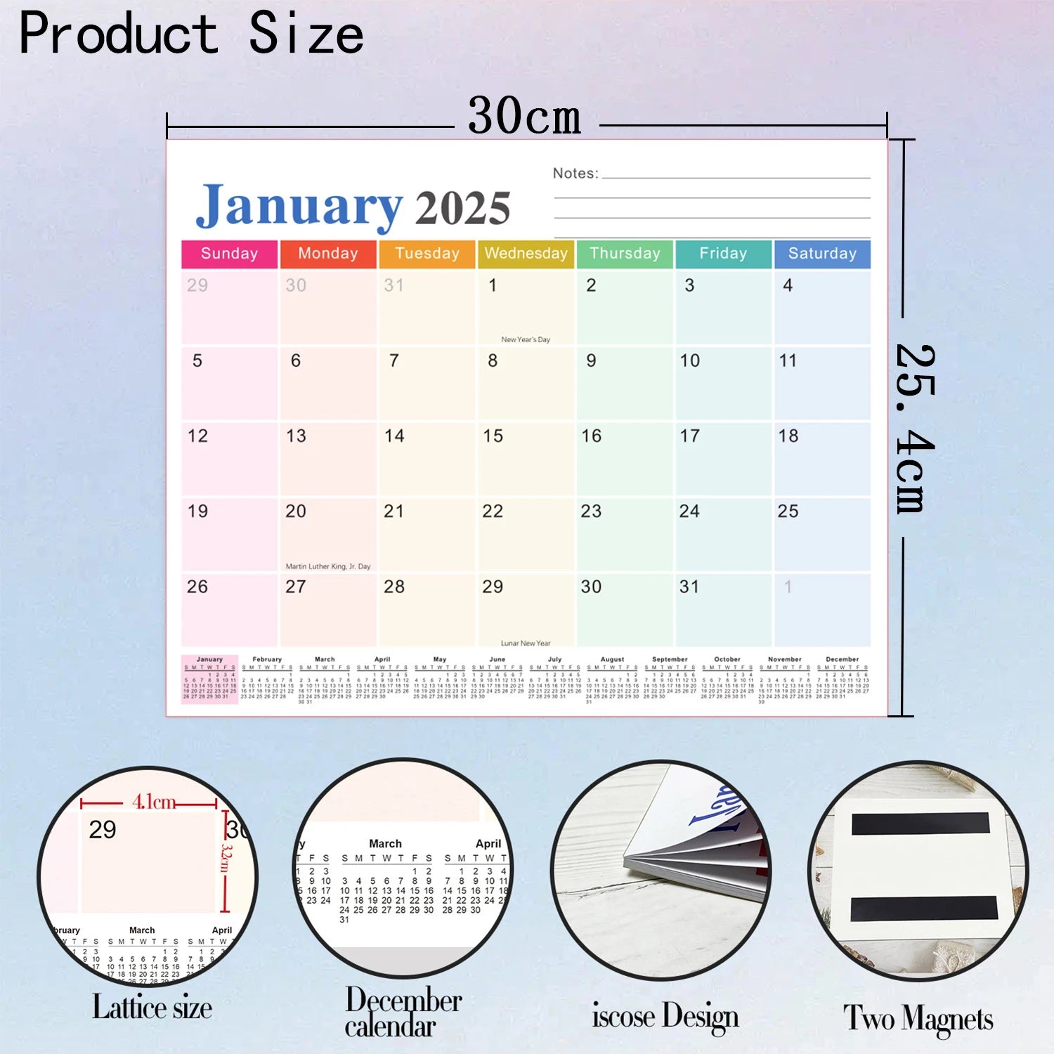 2026 Magnetic Refrigerator Family Calendar 18-Month Fridge Calendar to June 2027 ,Tear-Off Calendar with Thick Paper Oasis Select