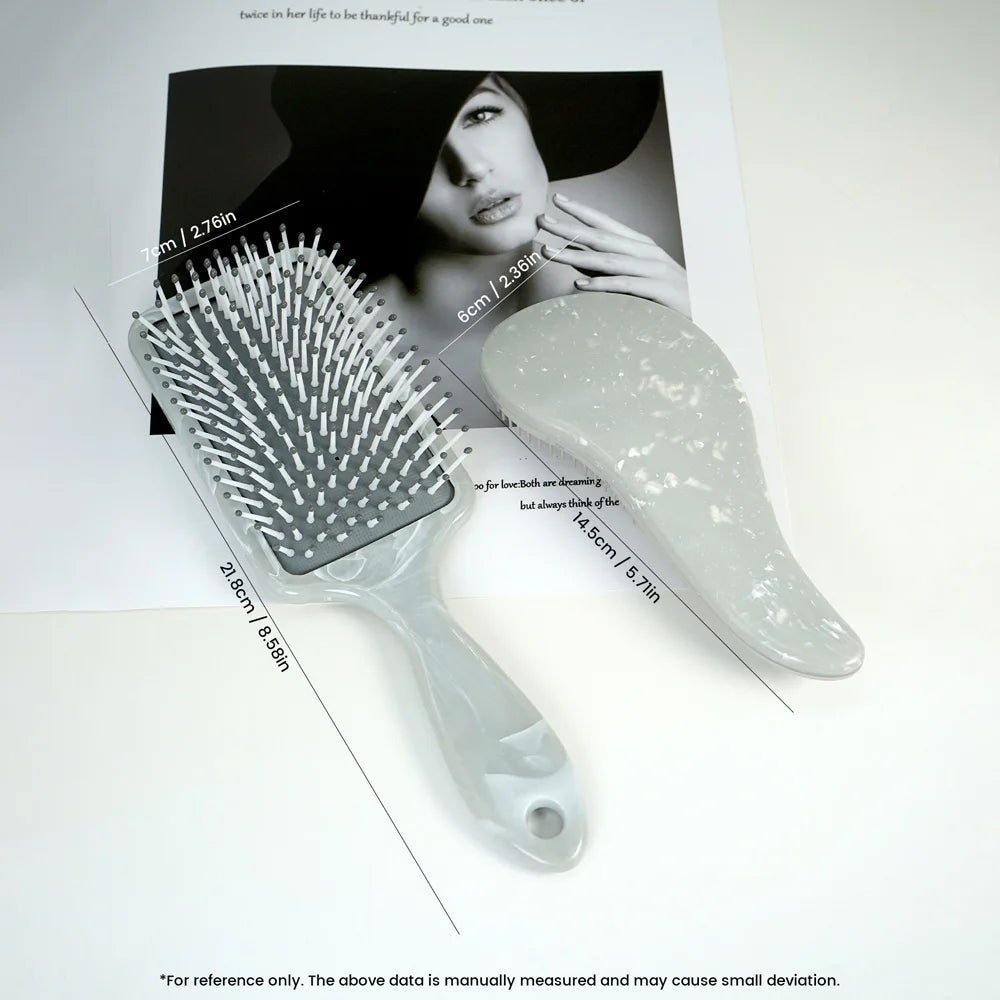 Marble Texture Hair Brush – Oval & Rectangular Detangling Hair Styling Brush Oasis Select