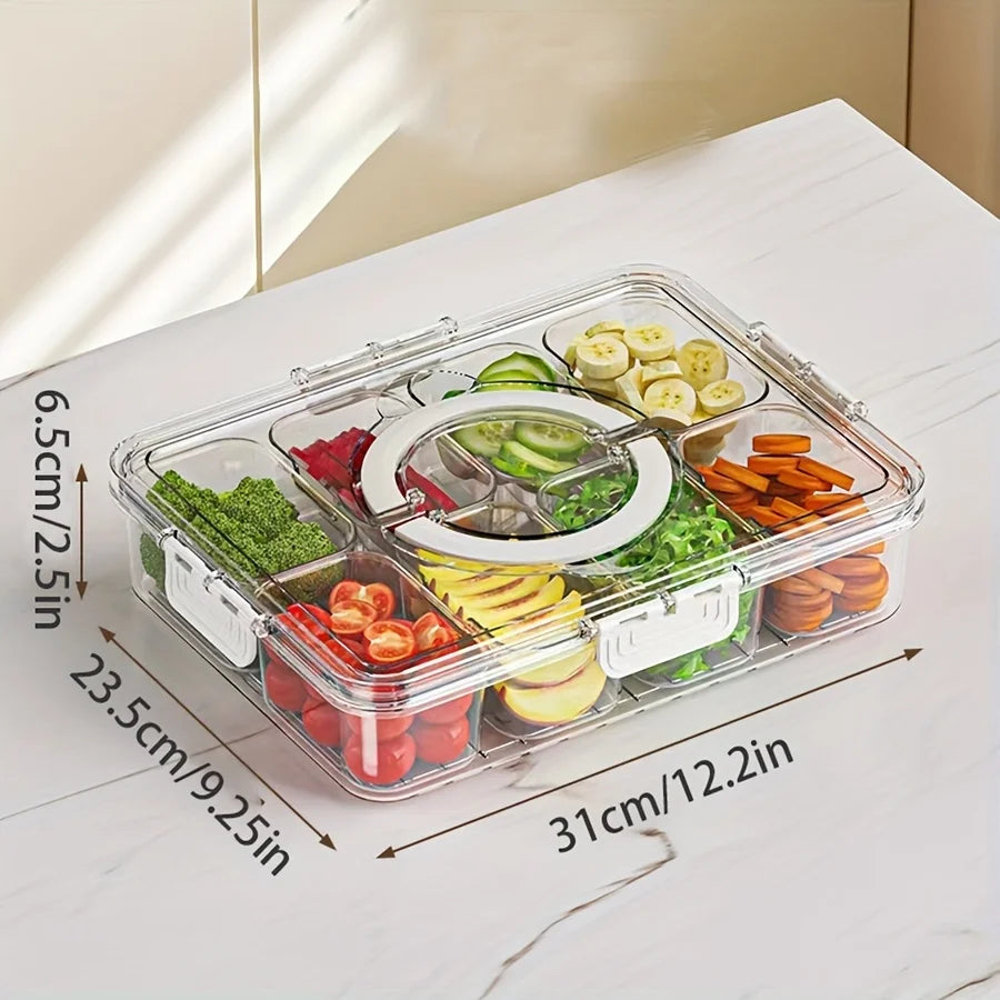 Divided Plate with Lid, Food Storage Box, Snack Box, 4/8 Grid Snack Box, Fruit Storage Box for Refrigerator, Vegetable, Fruit Oasis Select