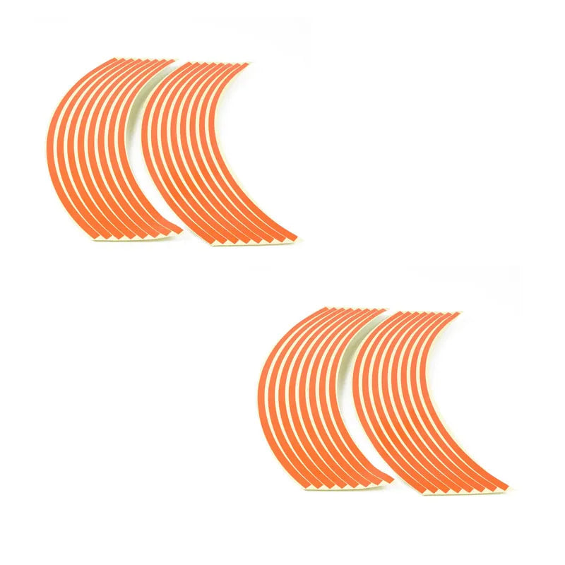 1/2/3set Motorcycle Wheel Sticker 18 Reflective Rim Stripe Tape Car Bicycle Wheel Decoration Universal Sticker For Motorcycle Oasis Select Orange-2 set