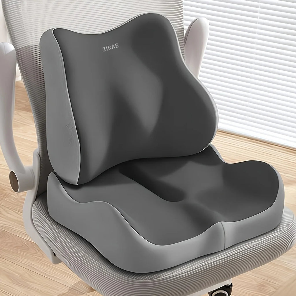 Memory Foam Car Seat Cushion Lumbar Support Pillow Soft Elastic Office Chair Pad Seat Cushion Suit for Desk Office Use Oasis Select Gray