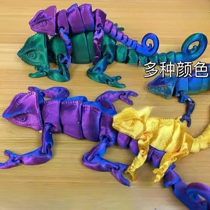 3D Printing Chameleon Figures Multi-joint Movable Animal Toys Miniatures for Home Accessories Kids Gift Living Room Decoration Oasis Select