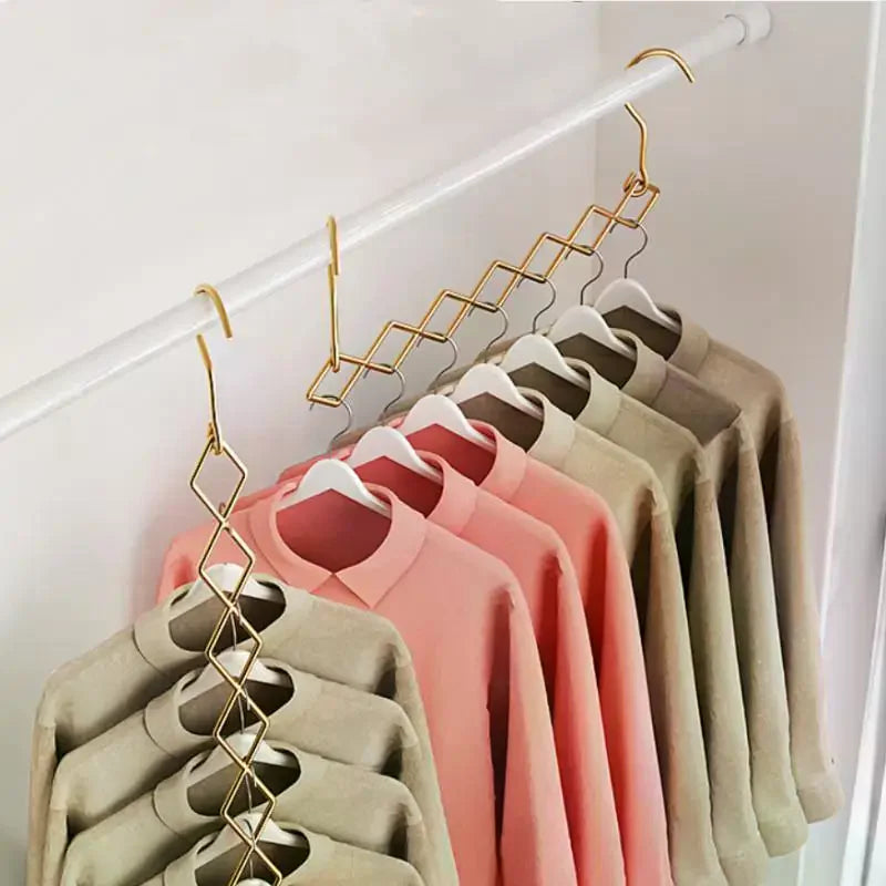 Magic Space Saving Clothes Hangers Foldable Closet Organizer Wardrobe Clothing Cascading Rack 7 Slots For Pants Dresses Coats Oasis Select