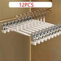 12PCS Adjustable Clip on Hangers, Anti Slip and Space Saving Metal Hangers, Suitable for Pants, Skirts and All Clothing Oasis Select WHITE
