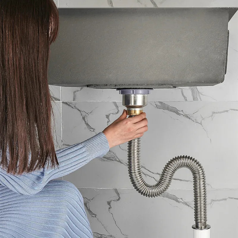 Kitchen Stainless Steel Sink Drain Filter Single Tank Drain Pipe Deodorant Wash Basin Sewer Universal Drainer Bathroom Parts Oasis Select