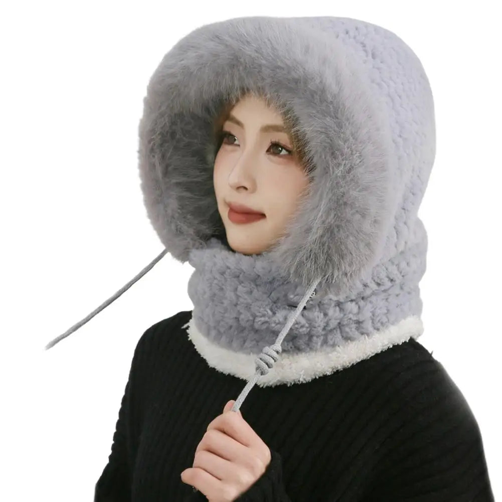 Winter Plush Hood Hat with Scarf & Ear Cover – Windproof