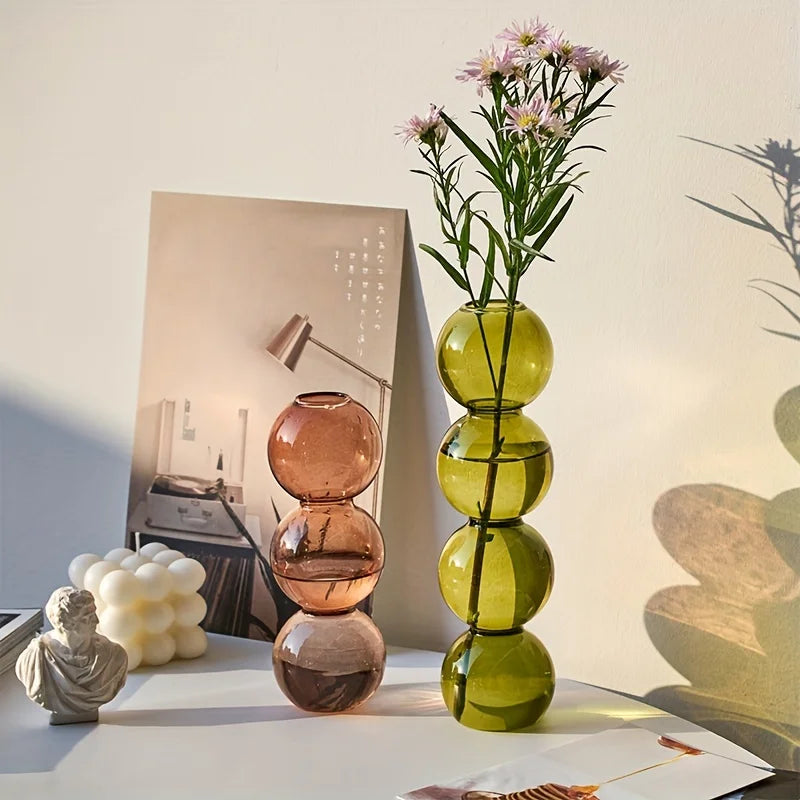 Nordic Glass Bubble Vase - Clear Hydroponic Planter for Home Desk Decor, Cute Simple Gift Idea & Flower Arrangement Decoration Oasis Select