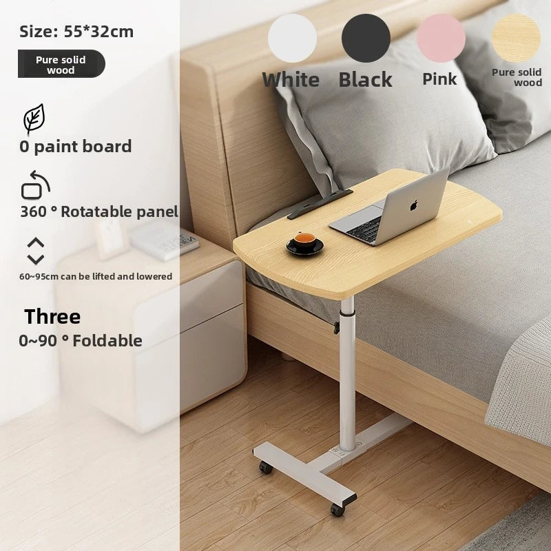 Multi-functional Household Goods Bed Desk Bedroom Mobile Table Foldable Rotating Lifting Bedside Table Oasis Select log color