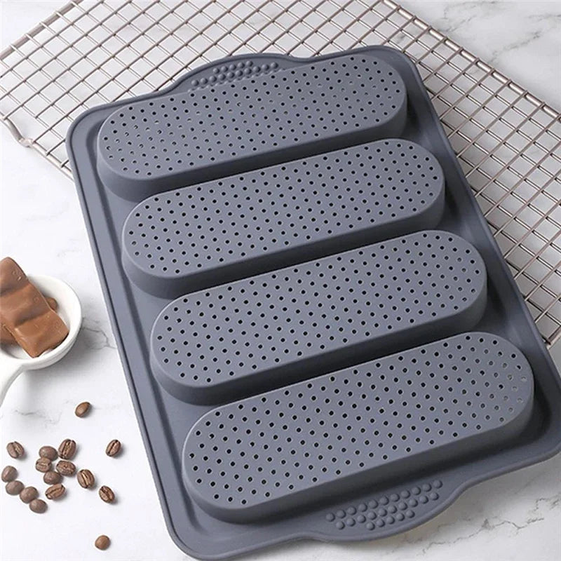 4-Grid Silicone Baguette Baking Tray – Non-Stick Bread Pan Silicone Baking Mold Oasis Select