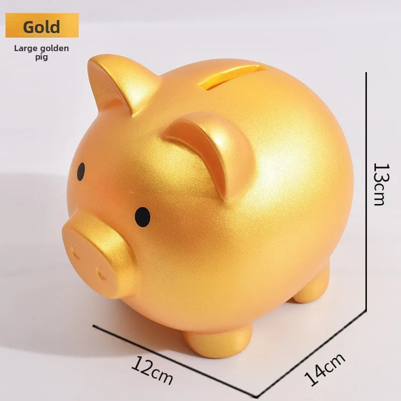 1pcs Shatterproof Golden Pig Coin Bank Rubber Piggy Bank Fortune Symbol for Kids Savings & Home Decoration Oasis Select Medium Gold