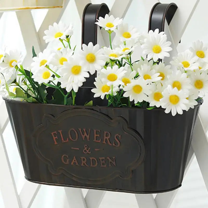 Metal Hangable Deck Planter Railing Planter Countryside Window Flower Boxes for Garden Decoration Plant Pots Houseplant Boxes Oasis Select