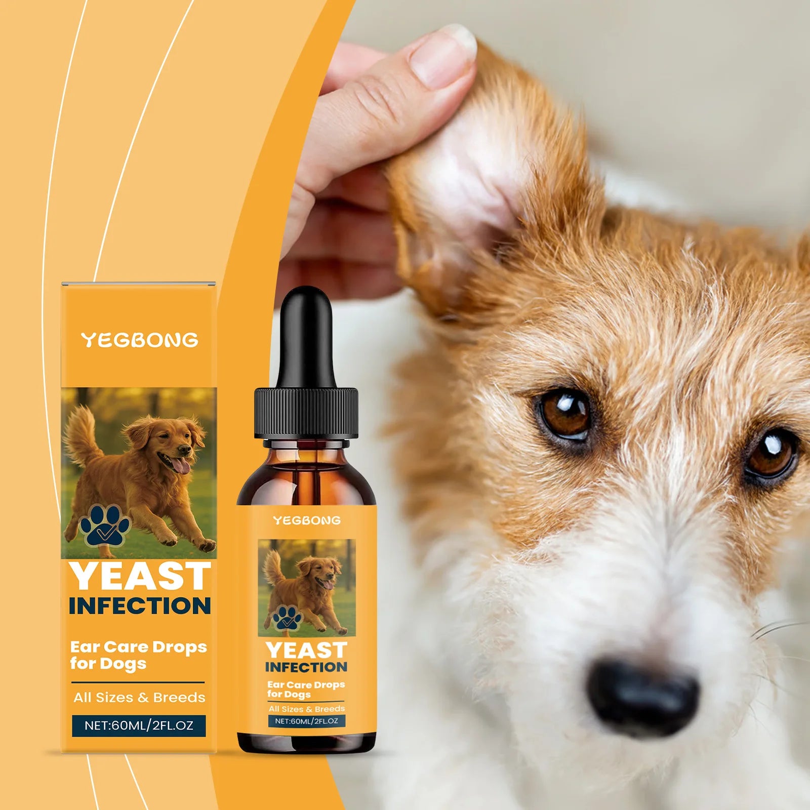 Dog Ear Care Drops Relieve Itching Dandruff Reduce Odor Anti-Fungals Earwax Remover No Irritating Pet Ear Cleaner Liquid 60ml Oasis Select Default Title