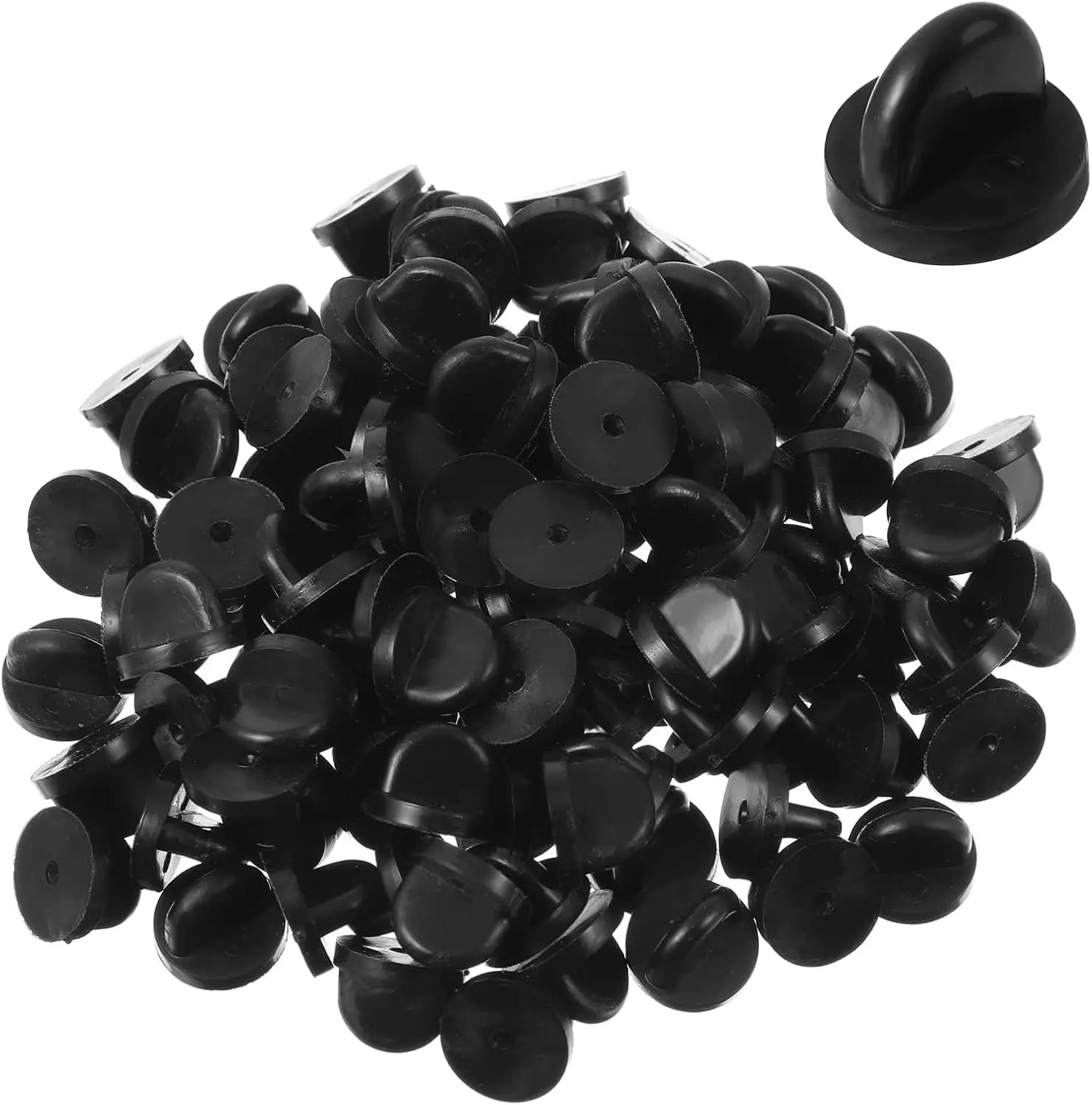 50/500pcs Black PVC Rubber Pin Backs Butterfly Clutch Tie Tack Lapel Holder Clasp Pin Cap Keepers for Uniform Badges Replacement Oasis Select