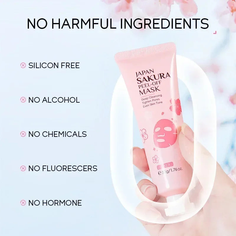 LAIKOU Sakura Peeling Face Mask Deep Cleansing Aging Anti Wrinkle Whitening Blackhead Removed Tear Off Mask Facial Skin Care 50g Oasis Select