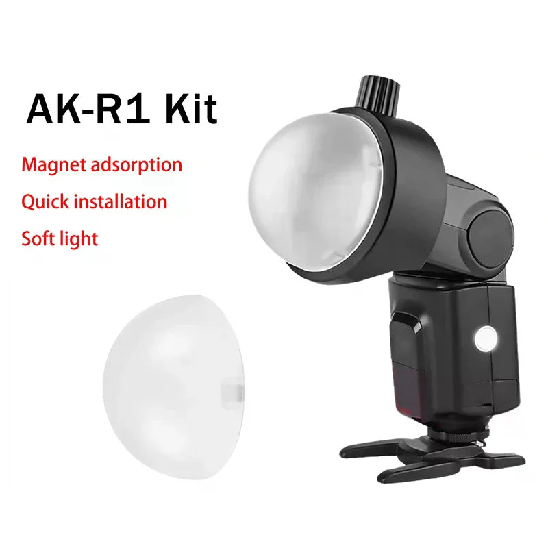 1Pc AK-R11 Magnetic Dome Diffuser Replacement For V1 Round-Head Flash/for AD200/AD200Pro/for Flash Series V1/S-R2 Spare Part Oasis Select Default Title