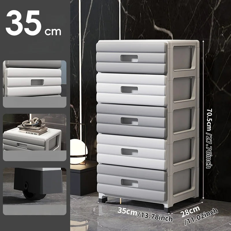 13.78 Inch Wide Drawer Storage Cabinet,3-6 Tier Rolling Mobile Organizer with Wheels,Gray/Brown Options for Living Room/Bedroom Oasis Select 5 Layers-Gray