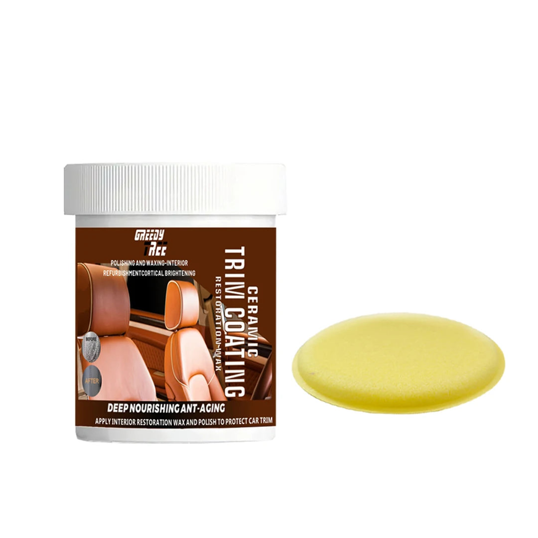 GREEDY TREE Crystal Clear Car Plastic Restorer - Auto Interior & Panel Renewal Wax Coating Agent Car Wax Car Wax Polish Oasis Select 1pc150g with sponge