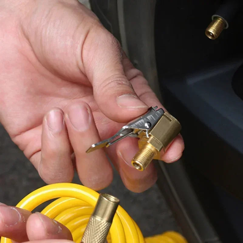Portable Inflatable Pump for Car Tire Air Chuck Inflator Pump Valve Connector Clip-on Adapter Car Brass 6/8mm Tyre Wheel Valve Oasis Select