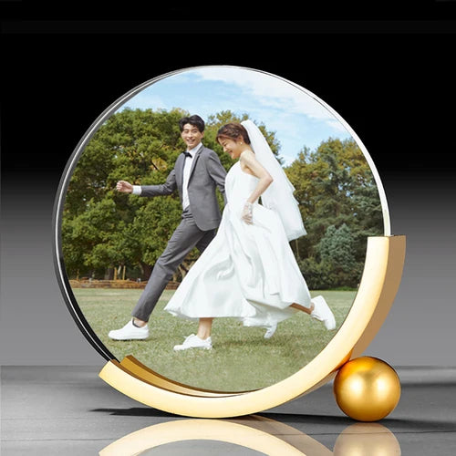 Round crystal photo set table custom wedding dress children baby growth record diy metal photo frame Oasis Select A