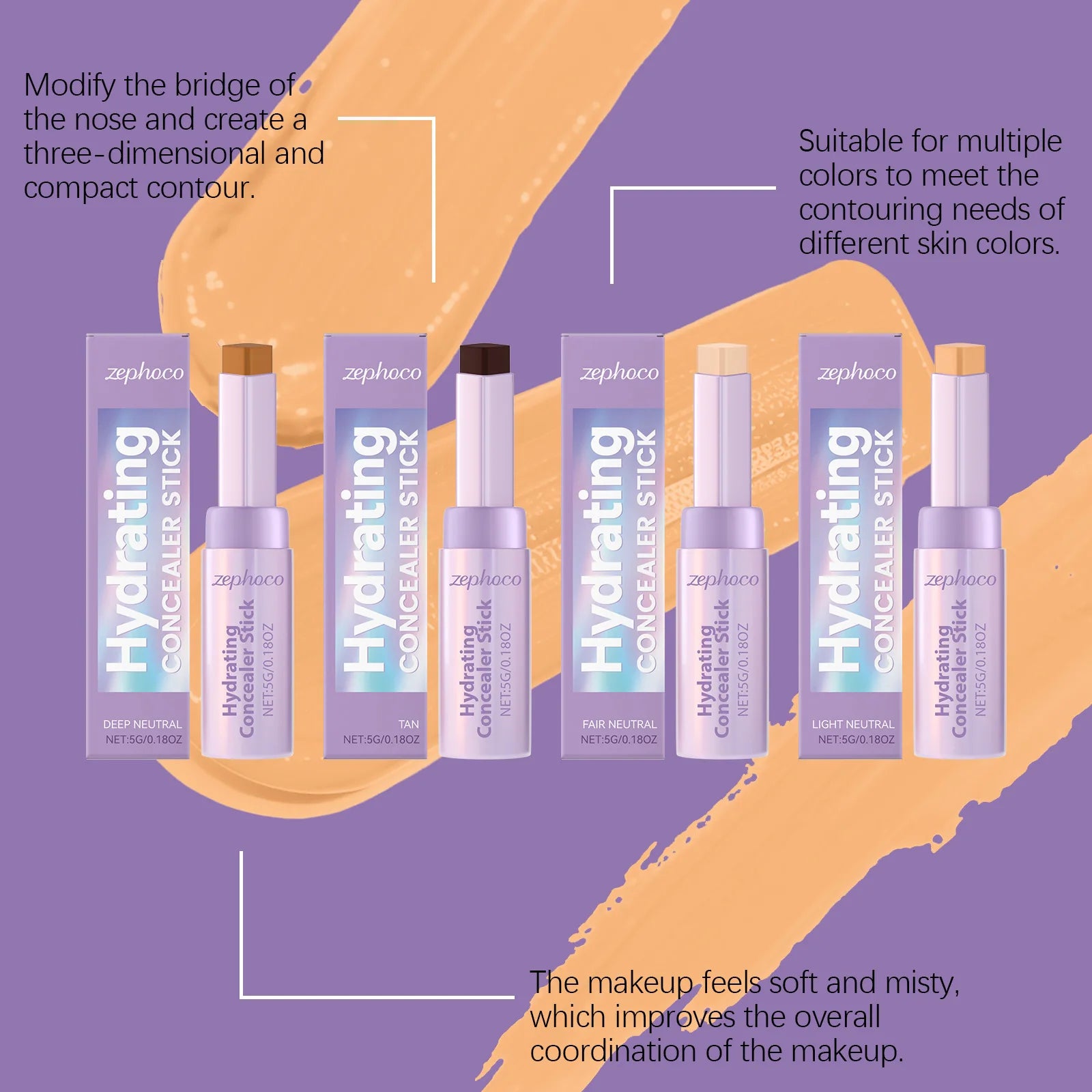 2026 New Contour Concealer Stick, Portable Daily Facial Makeup, Smooth Texture, Nose Shadow, Three-dimensional Contour Oasis Select