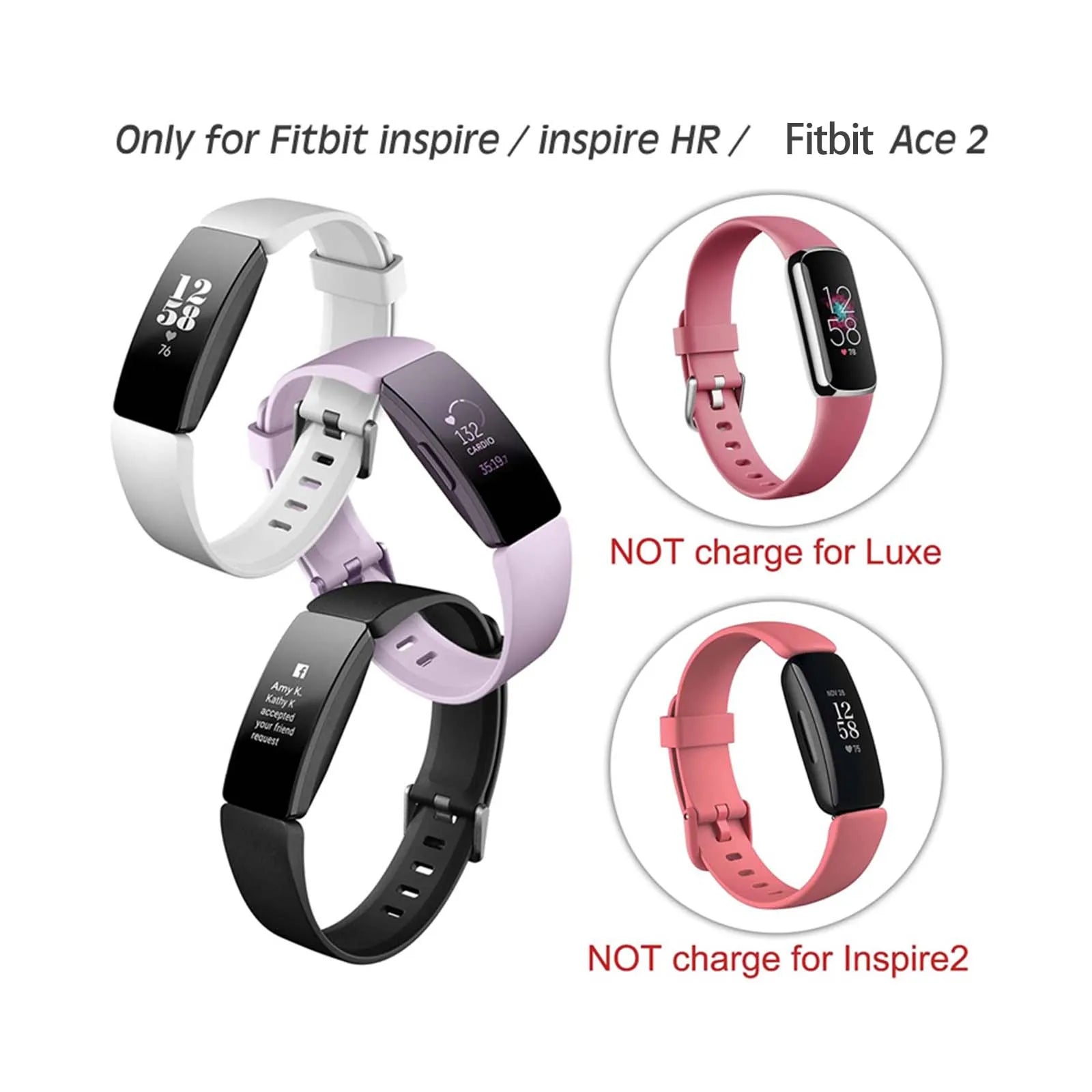 Fitbit Inspire HR, Inspire & Ace 2 Replacement USB Charger Cable Smartwatch Charger Cable Oasis Select