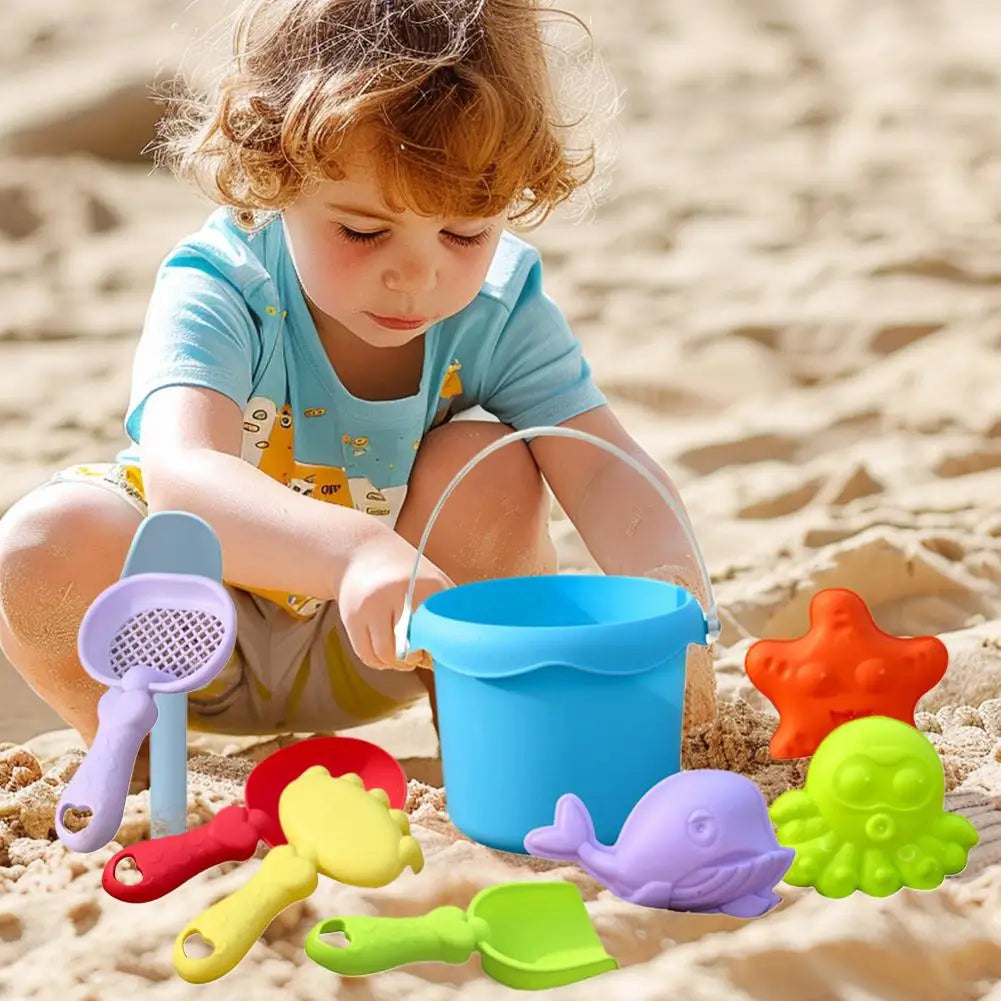 Kids Beach Toy Set Baby Sand & Water Play Kit with Bucket Shovel Rake Watering Can Summer Outdoor Sandbox Tools for Toddlers Oasis Select
